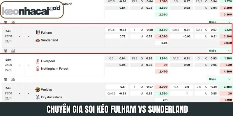 Soi kèo Fulham vs Sunderland theo lời khuyên của chuyên gia